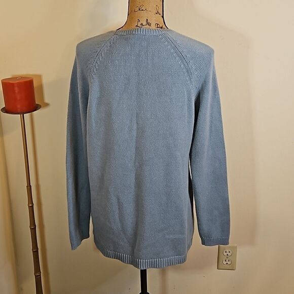 Rock & Republic blue gray knit sweater with front detail size Large - Picture 5 of 10